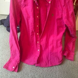 Polo shirt pink green polo symbol